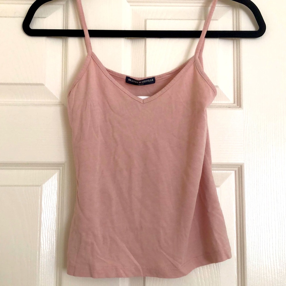 Brandy Melville Pink V-Neck Tank Top